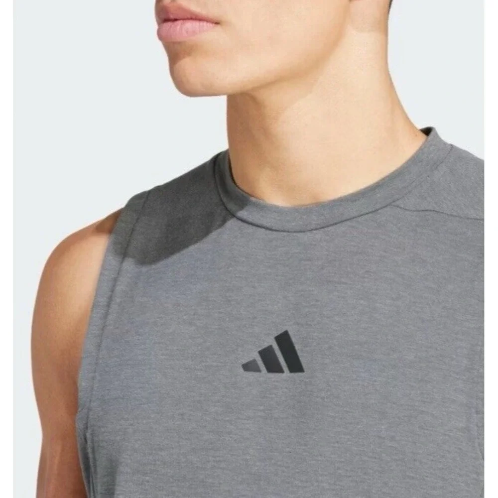 Adidas Mens Training Tank Top Gray IS3819 Sz 2XL NEW